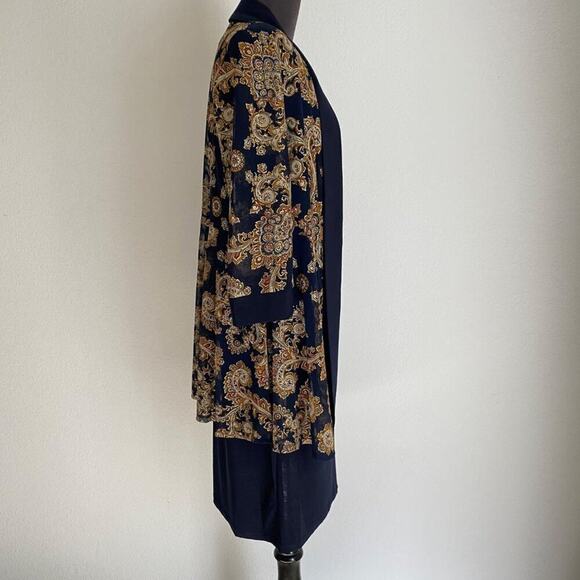 R&M Richards sz 10P‎ paisley print navy metallic gold dress and jacket - Picture 7 of 13